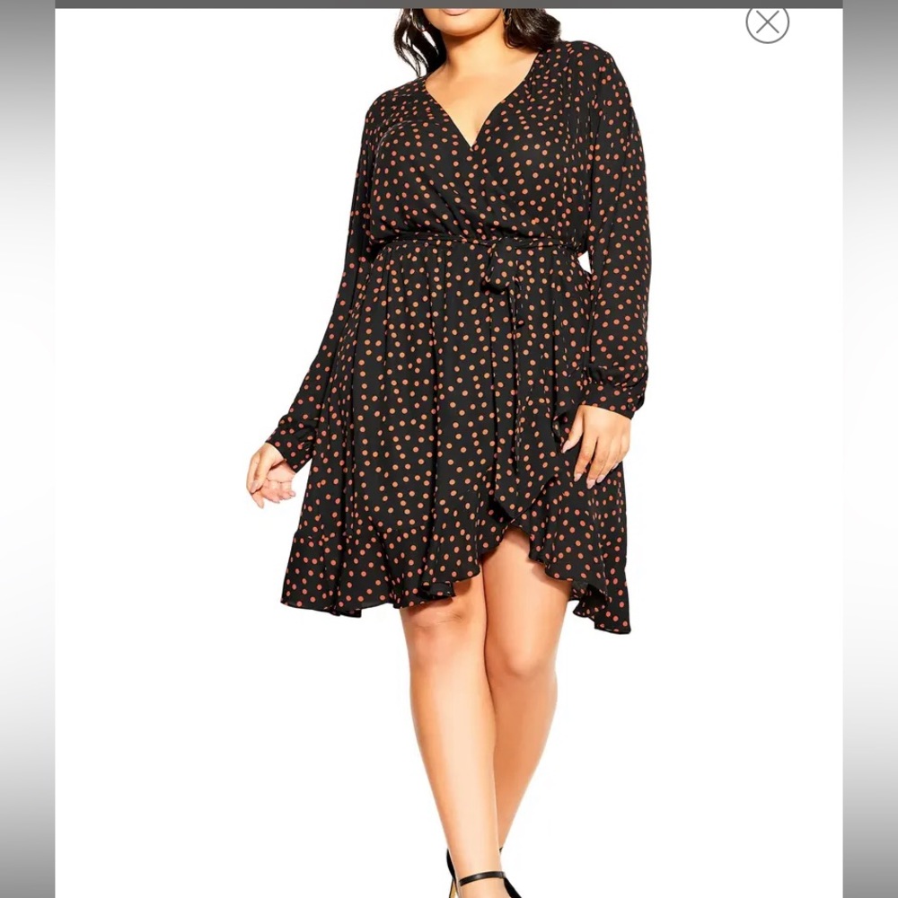 City Chic Womens Polka Dot Wrap Dress
